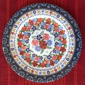 Cottonwood Home Red, White & Blue Floral Pattern 10-1/2" Melamine Plates Set 4